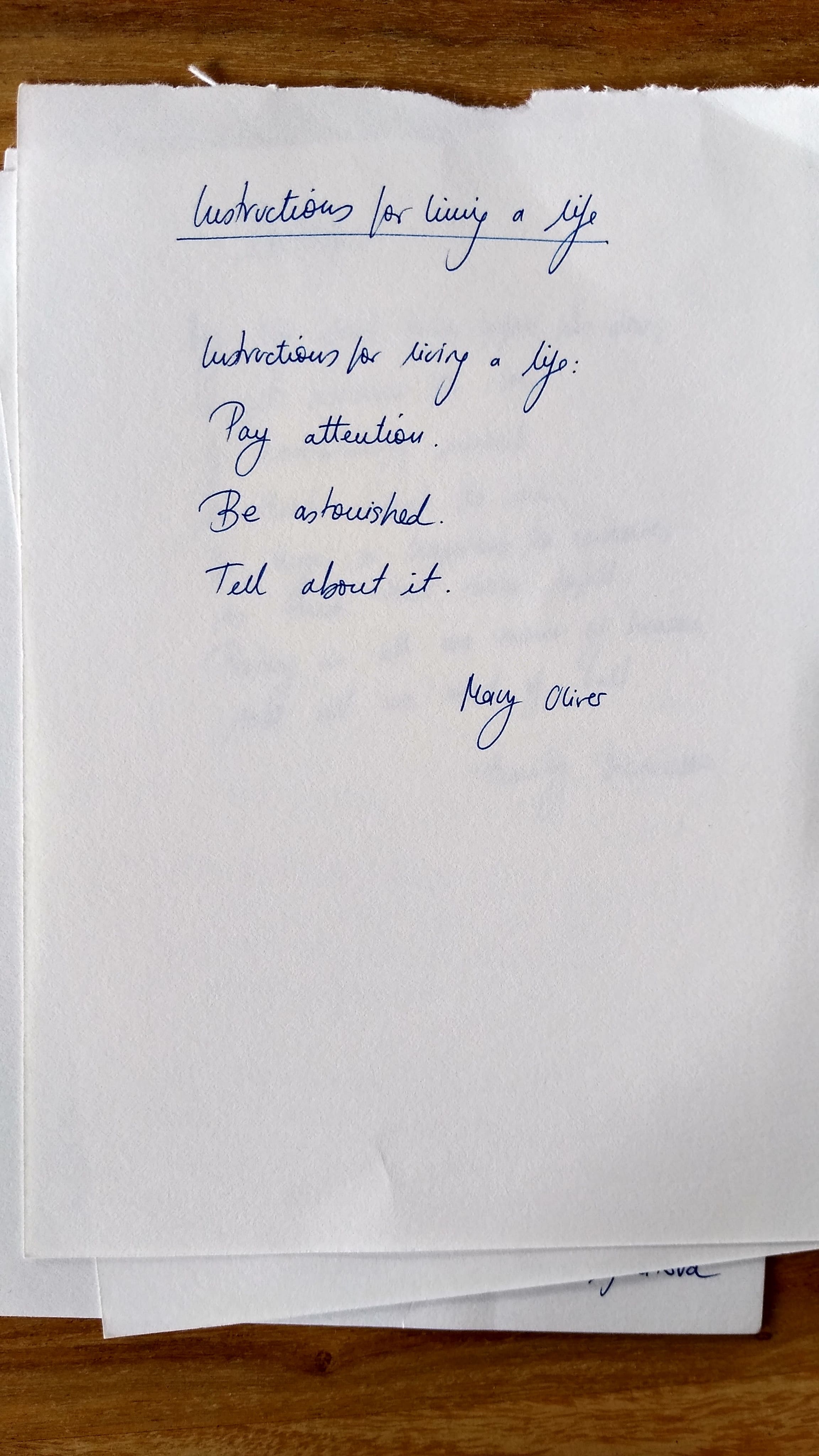 'Instructions' de Mary Oliver
