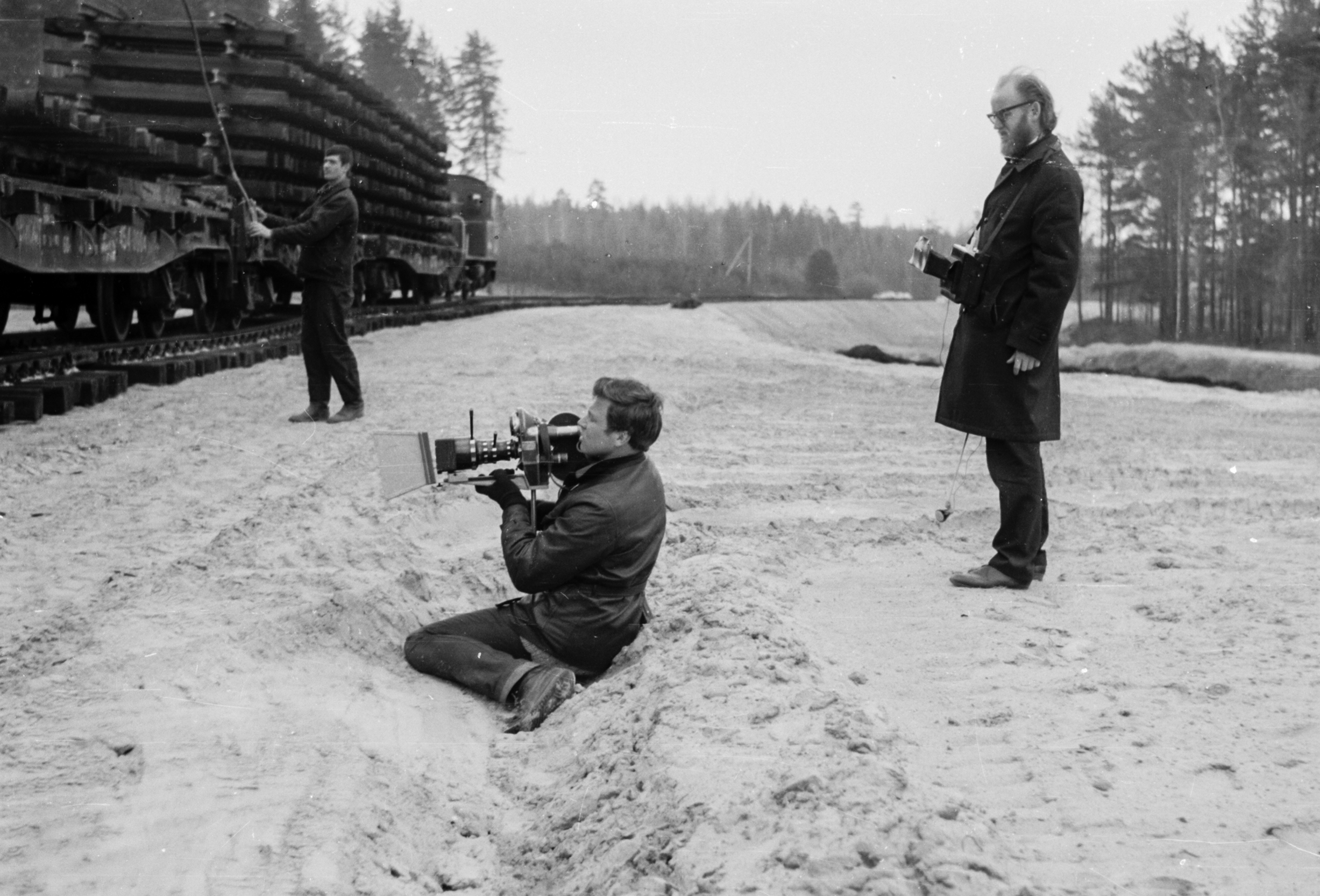 Filming the construction of the new railway